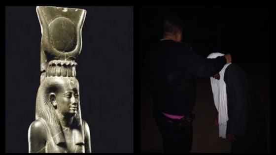 ضبط تمثال أثري فرعوني بحوزة مهربين على الطريق الزراعي بالمنيا